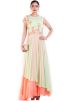 Pastel Green & Orange Layered Chiffon Gown