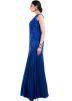 Royal Blue Crape Silk & Net Fish Cut Gown