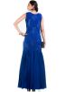 Royal Blue Crape Silk & Net Fish Cut Gown