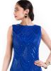 Royal Blue Crape Silk & Net Fish Cut Gown