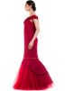 Dark Red Mermaid Style Off-Shoulder Gown