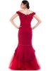 Dark Red Mermaid Style Off-Shoulder Gown