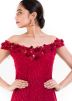 Dark Red Mermaid Style Off-Shoulder Gown