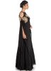 Black Geogette Side Slit Cape Stye Gown 