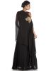 Black Geogette Side Slit Cape Stye Gown 