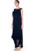 Navy Blue Draped Georgette Readymade Gown