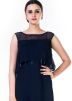 Navy Blue Draped Georgette Readymade Gown