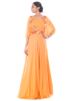 Yellow Georgette Gown With Cape 