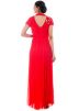 Red Chiffon Pleated Full Length Gown