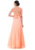 Peach Chiffon & Net Full Length Readymade Gown 