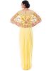 Yellow Georgette Net Gown With Attached Cape