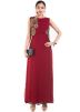 Maroon Cape Style Straight Cut Georgette Gown