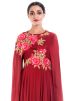 Maroon Cape Style Embroidered Gown