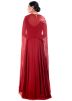 Maroon Cape Style Embroidered Gown