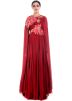 Maroon Cape Style Embroidered Gown