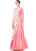 Pink Overlap Silk Readymade Indian Gown