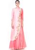 Pink Overlap Silk Readymade Indian Gown