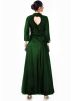 Dark Green Embroidered Silk Gown