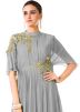 Grey Hand Embroidered Georgette Designer Gown