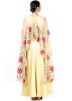 Yellow Silk Embroidered Cape Style Gown 