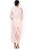 Pastel Peach Gota Work Kameez With Draped Skirt