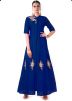 Buy Royal Blue Hand Embroidered Jacket Style Party Indian Gown Online