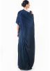 Navy Blue Satin Skirt With Asymmetric Cape