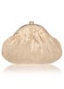 Cream Kiss Lock Clutch With Zari Embroidery