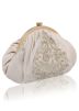 Grey Zari Embroidered Kiss Lock Clutch