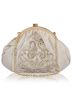 Grey Zari Embroidered Kiss Lock Clutch