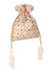 Mirror & Sequins Embellished Cream Potli Bag