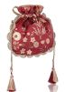 Maroon Printed Potli Bag In Velvet