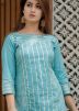 Readymade Turquoise Gota Patti Embellished Kurta Pant Set