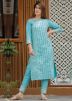 Readymade Turquoise Gota Patti Embellished Kurta Pant Set