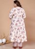 Off White Floral Printed Cotton Kurta Set