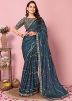 Blue Embroidered Saree With Heavy Blouse