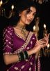 Purple Sequins Embroidered Saree In Tissue