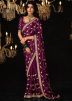 Purple Sequins Embroidered Saree In Tissue