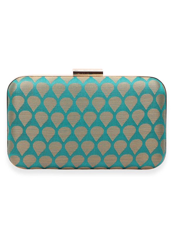 Woven Brocade Turquoise Clutch