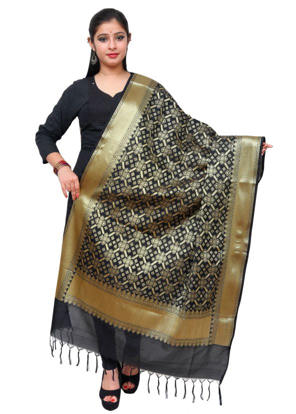 Black Woven Art Silk Dupatta