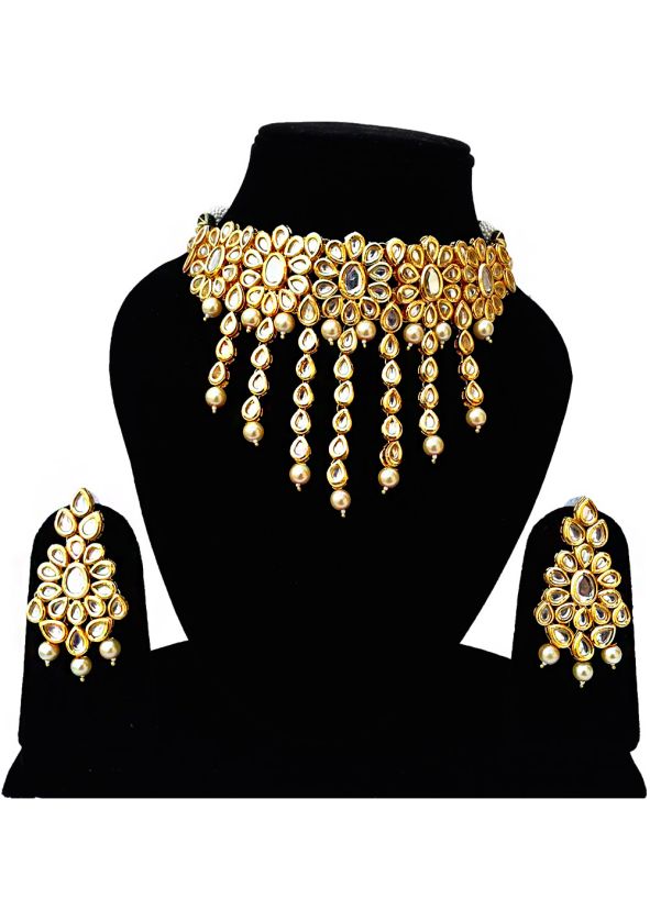 Golden Stone Studded Kundan Choker Set