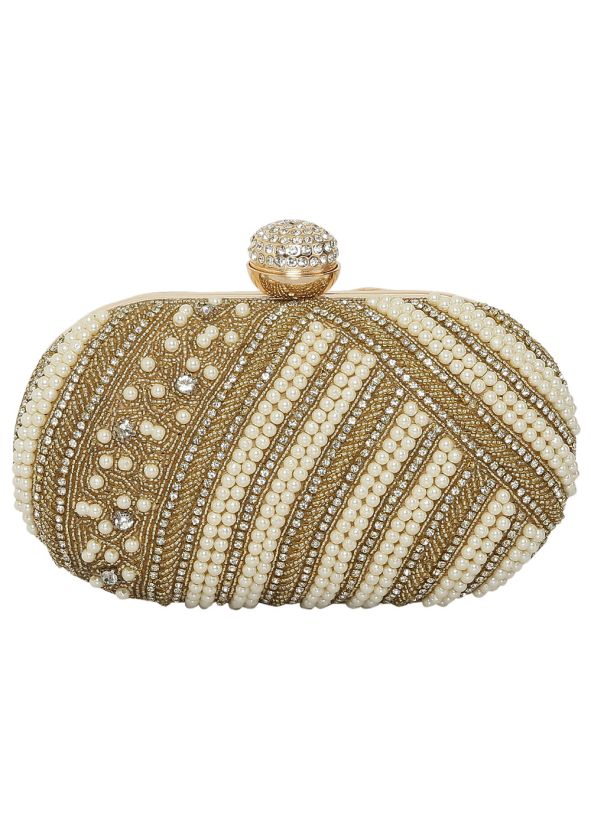 Beige Embellished Clutch Box