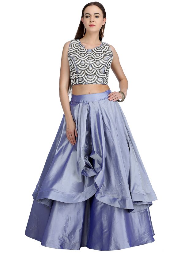 Readymade Blue Twin Layered Long Skirt Top Set