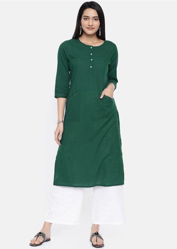 Green Readymade Rayon Long Kurta With Palazzo