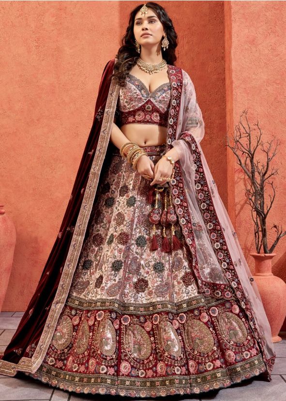 Pink Embroidered Bridal Lehenga Choli