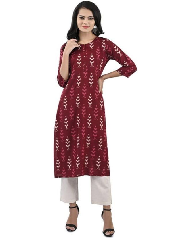 Readymade Maroon Printed Kameez Pant Set