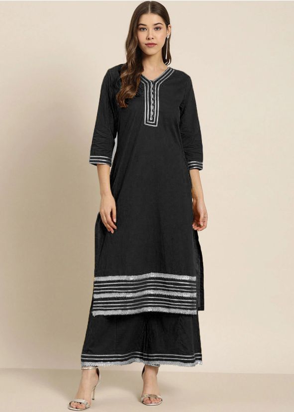 Readymade Black Gota Patti Kurta & Palazzo