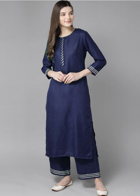 Readymade Blue Gota Patti Kurta & Palazzo