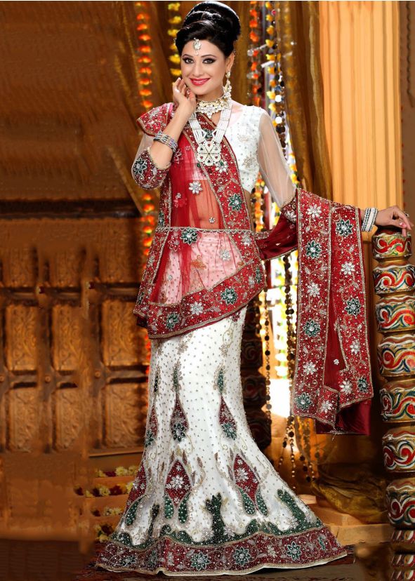 White Indian Net Lehenga Choli Online Shopping with Dupatta in USA