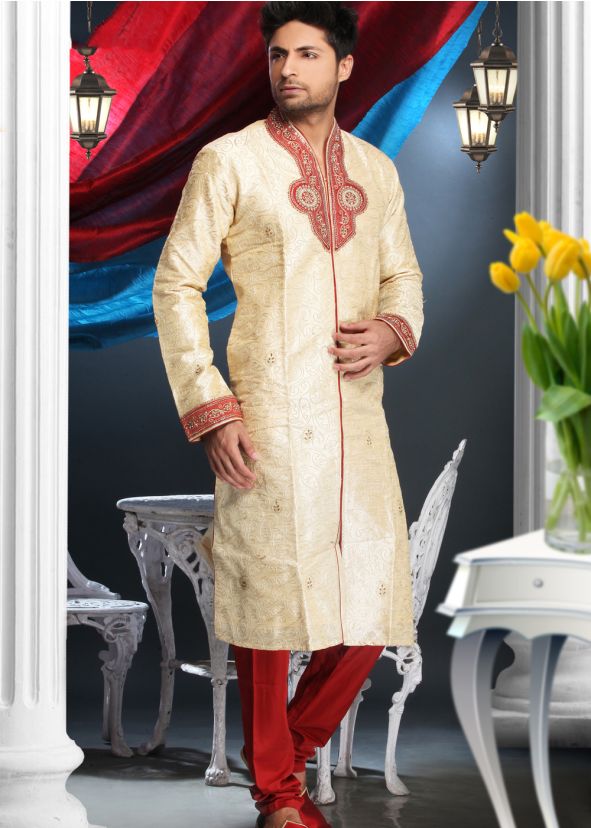 Readymade Gold Art Silk Kurta Pyjama